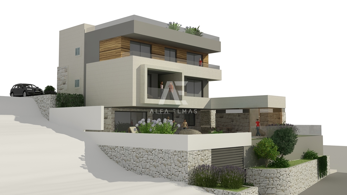 Brač, Selca – redka priložnost: gradbeno zemljišče v prvi vrsti ob morju s pravnomočnim dovoljenjem ID 565