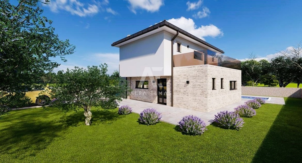 Malinska, okolica, vila v gradnji z bazenom na mirni lokaciji!! ID 502