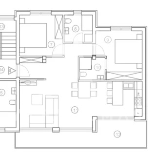 Krk, penthouse v drugem nadstropju urbane vile v bližini vseh vsebin!! ID 312 