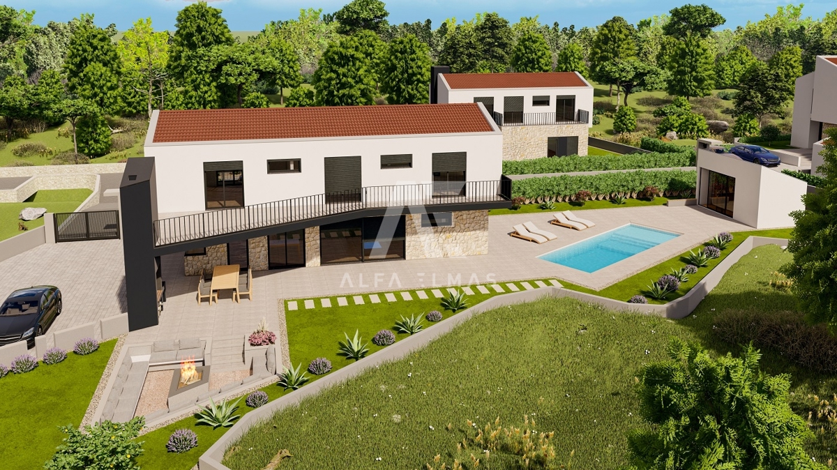 Malinska, okolica, novogradnja, mediteranska vila z ogrevanim bazenom!! ID 473