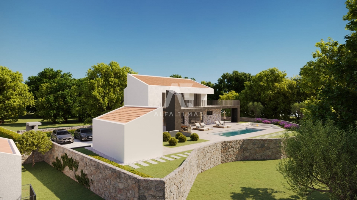 Malinska, okolica, novogradnja, mediteranska vila z ogrevanim bazenom!! ID 473