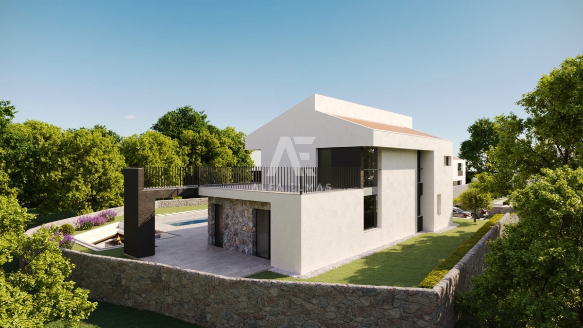 Malinska, okolica, novogradnja, mediteranska vila z ogrevanim bazenom!! ID 473