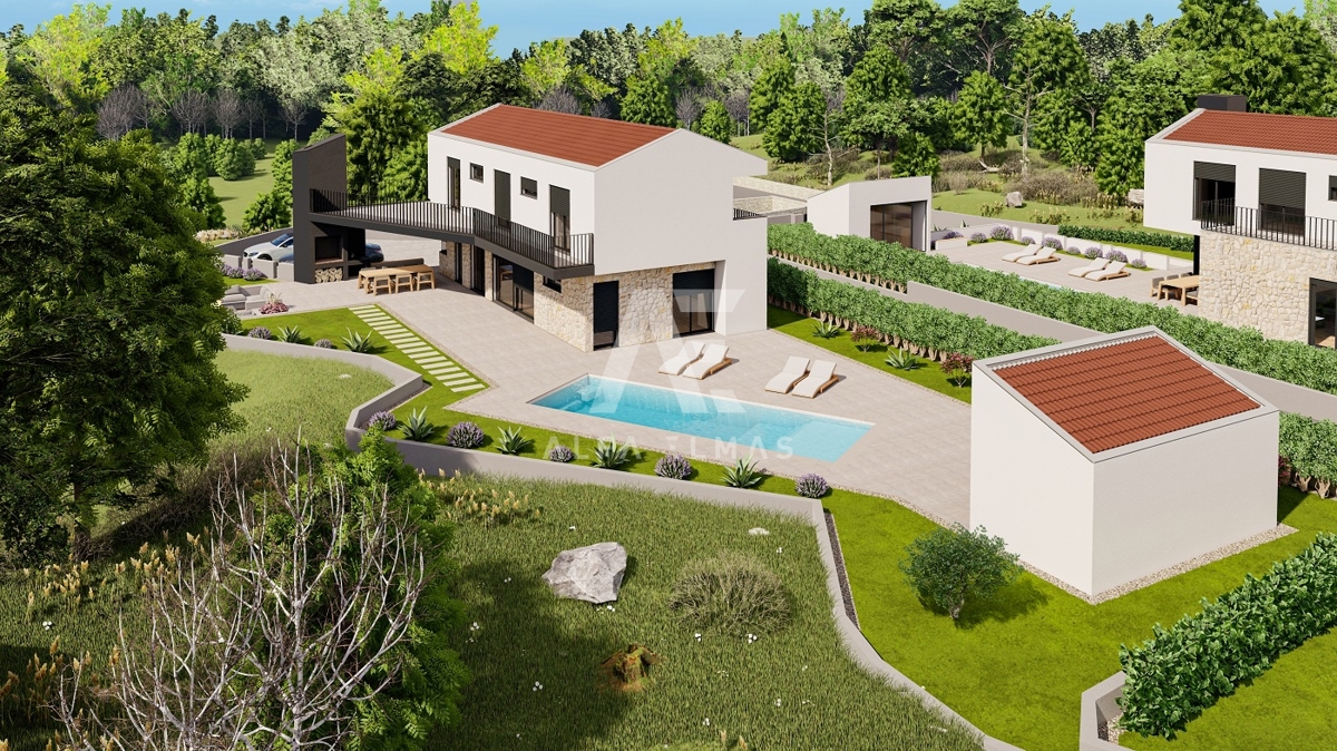 Malinska, okolica, novogradnja, mediteranska vila z ogrevanim bazenom!! ID 473