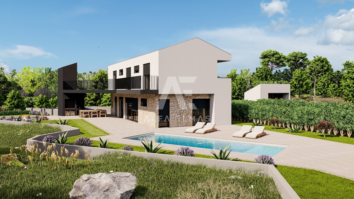 Malinska, okolica, novogradnja, mediteranska vila z ogrevanim bazenom!! ID 473