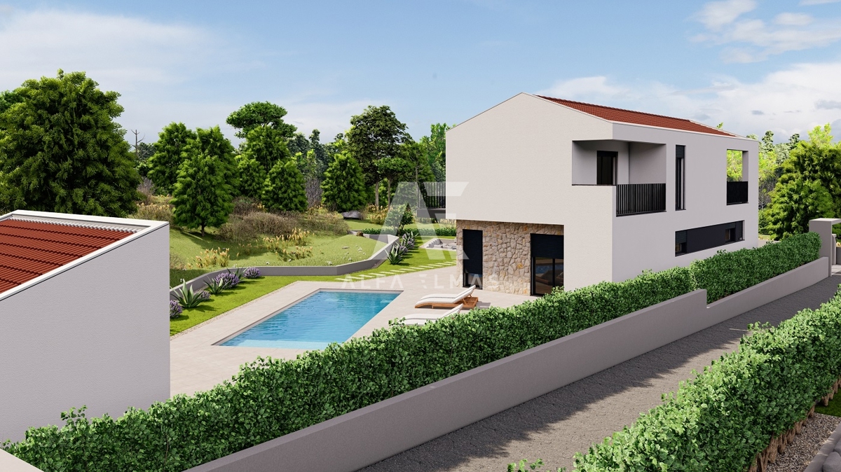 Malinska, okolica, novogradnja, mediteranska vila z ogrevanim bazenom!! ID 473
