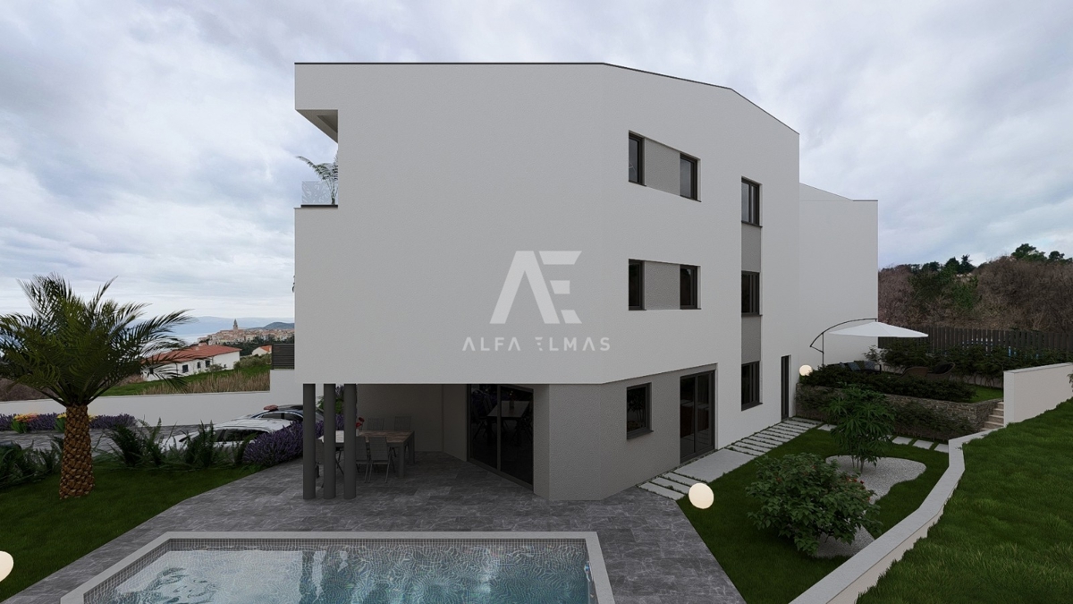 Vrbnik, Luksuzno stanovanje z bazenom in pogledom na morje! ID 643