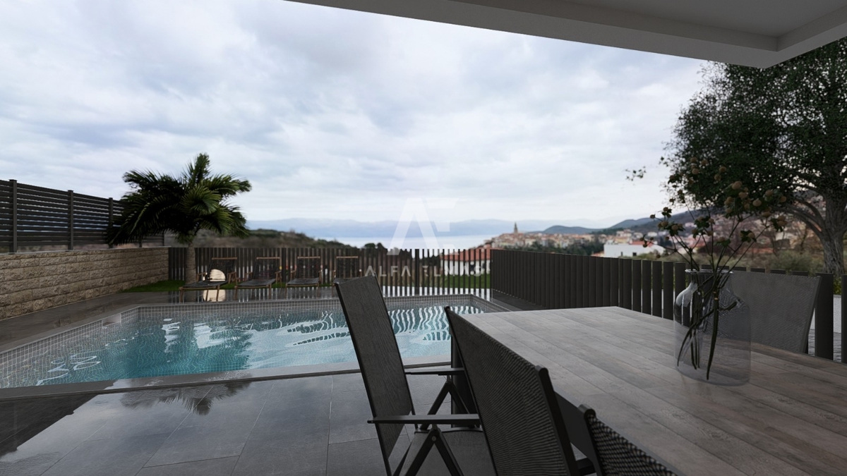 Vrbnik, Luksuzno stanovanje z bazenom in pogledom na morje! ID 643