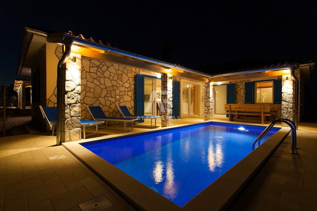 Krk, okolica, samostojna pritlična hiša z bazenom! ID 659