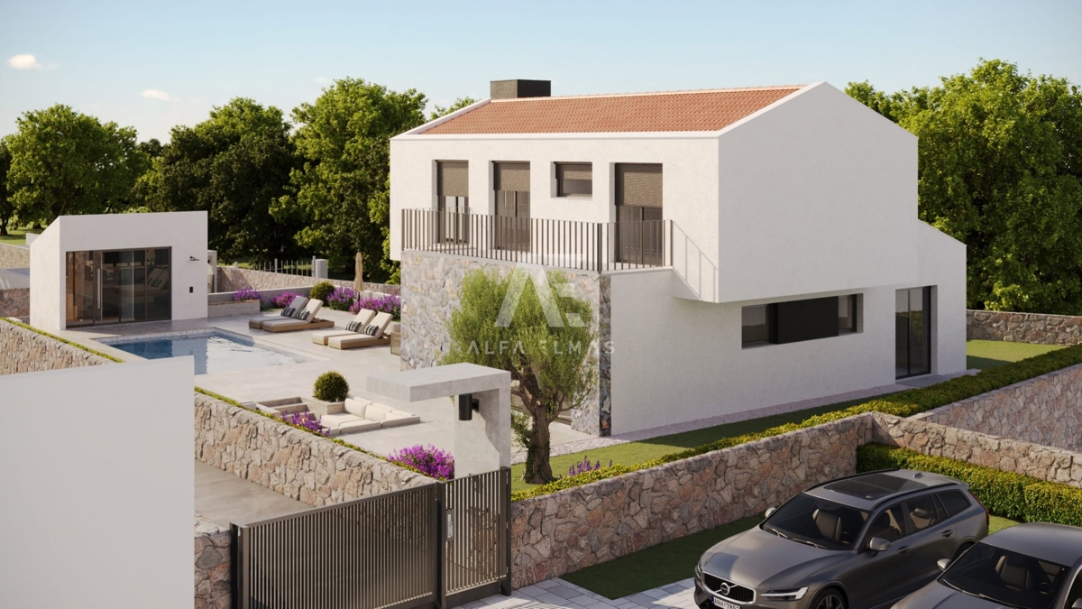 Malinska, okolica, novogradnja, luksuzna kamnita vila z bazenom!! ID 471