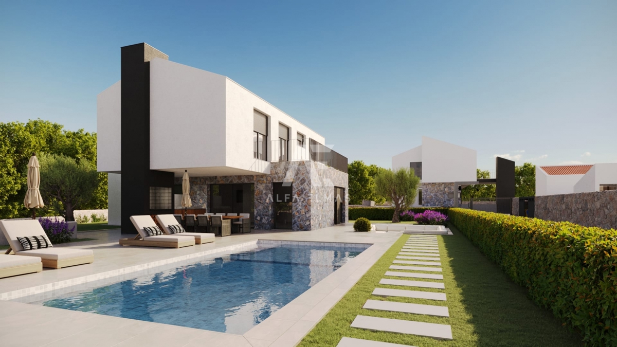 Malinska, okolica, novogradnja, luksuzna kamnita vila z bazenom!! ID 471