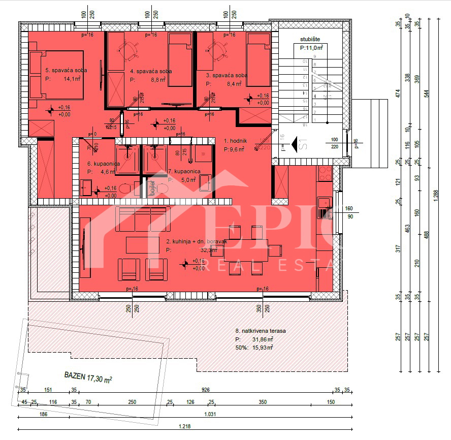 KOŽINO, ZADAR - TROSOBNO STANOVANJE S BAZENOM