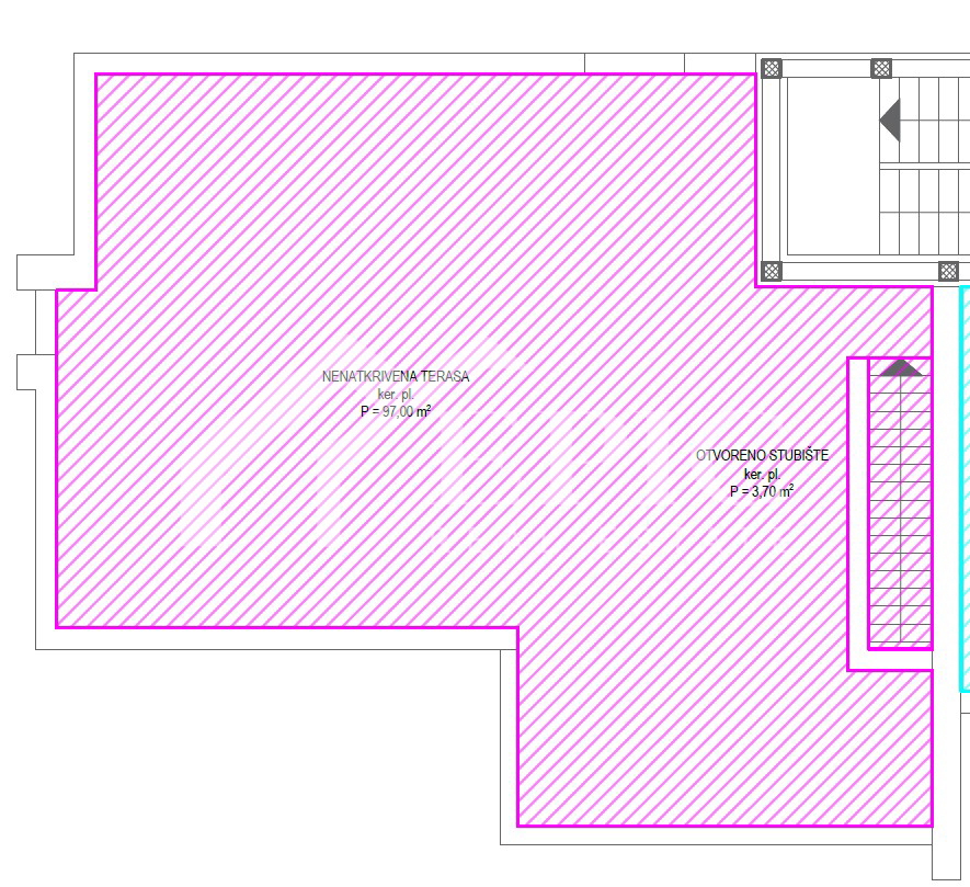 Stanovanje s strešno teraso in pogledom na morje