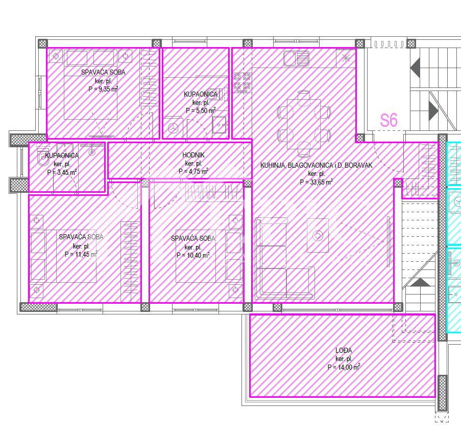 Stanovanje s strešno teraso in pogledom na morje