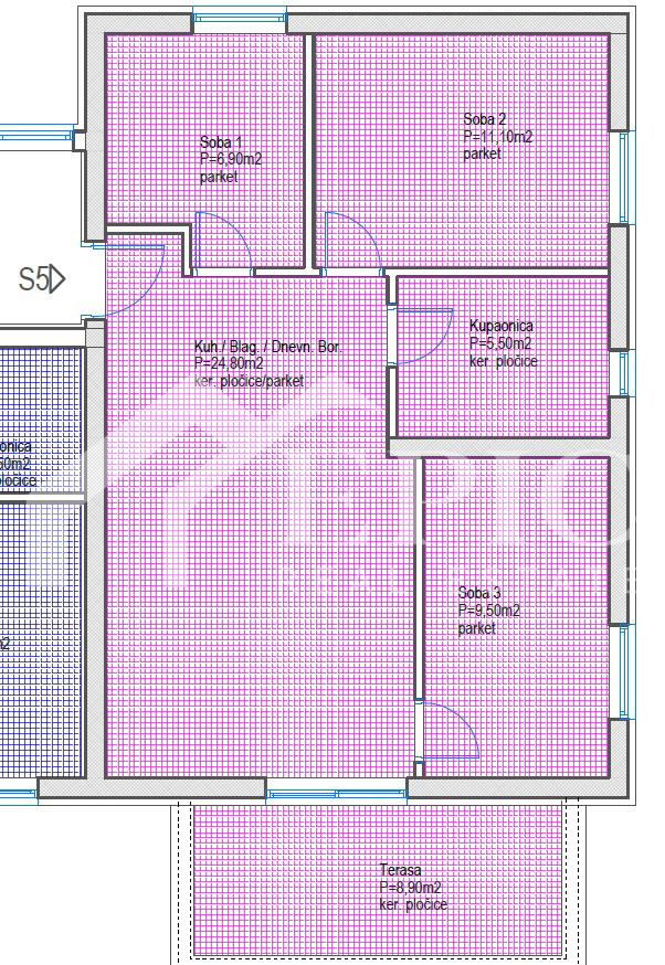 TROSOBNO STANOVANJE V 1. NADSTROPJU, PLOVANIJA