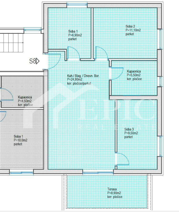 TROSOBNO STANOVANJE V 1. NADSTROPJU, PLOVANIJA