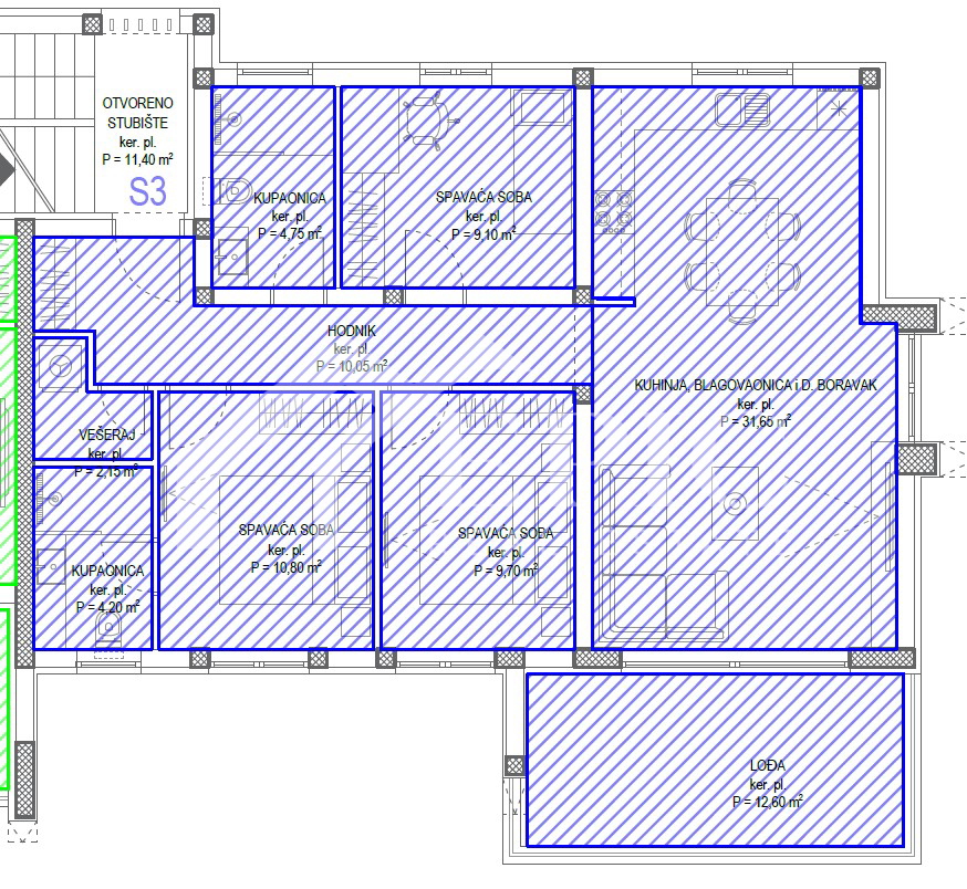 TROPROSTORSKO STANOVANJE 130 METROV OD PLAŽE