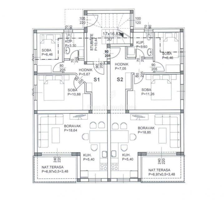 Apartma v Novem Vinodolskem, novogradnja s pogledom na morje