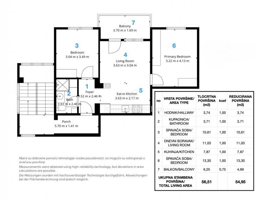 Ližnjan, dvosobno stanovanje blizu Medulina