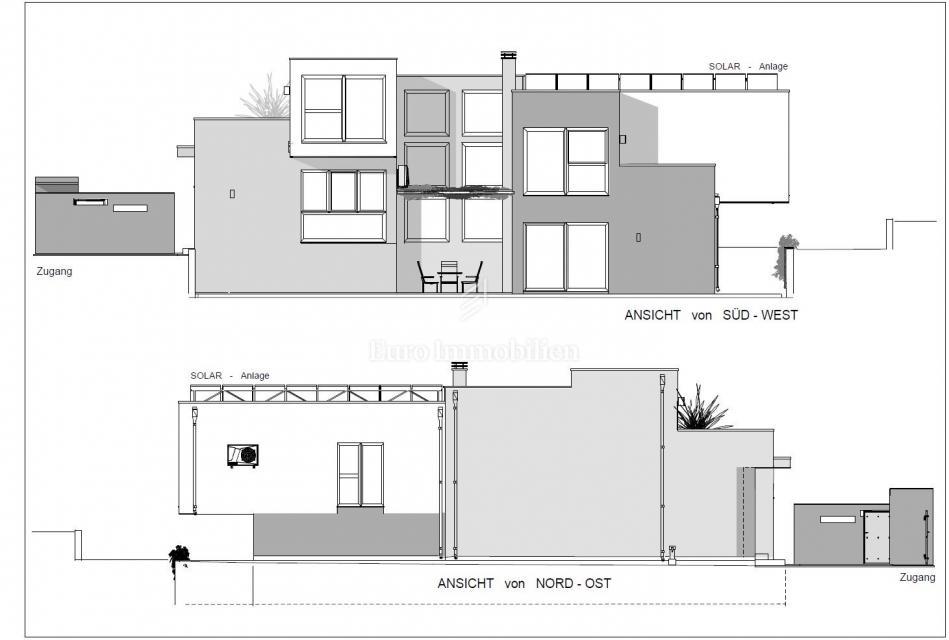 Moderna družinska hiša s terasami in vrtom