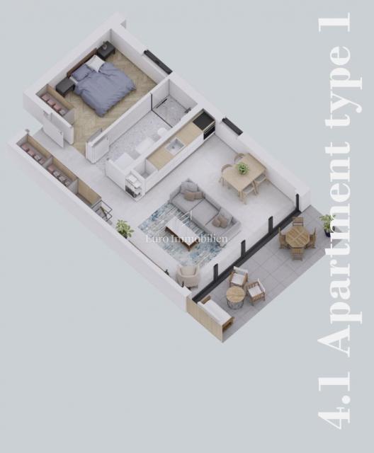 Istra, okolica Rovinja – novogradnja, stanovanje velikosti 58,32 m² z vrtom