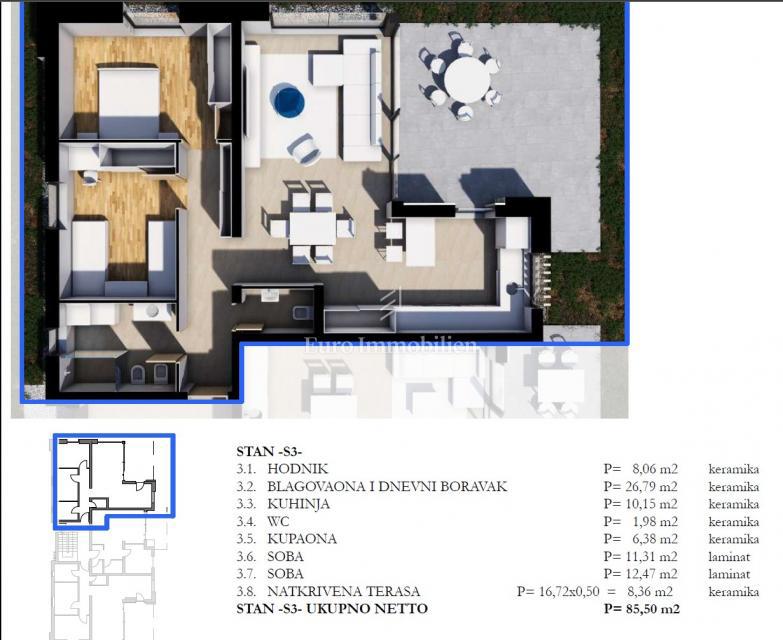 Dvosobno stanovanje v urbani vili v središču mesta