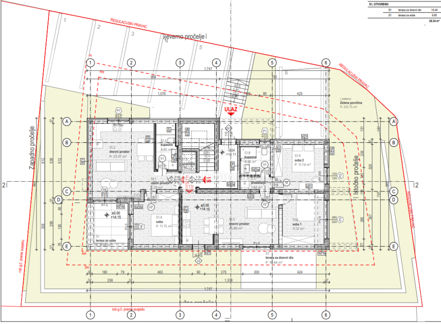 Povile – pritlično stanovanje v novogradnji, 30 m morje