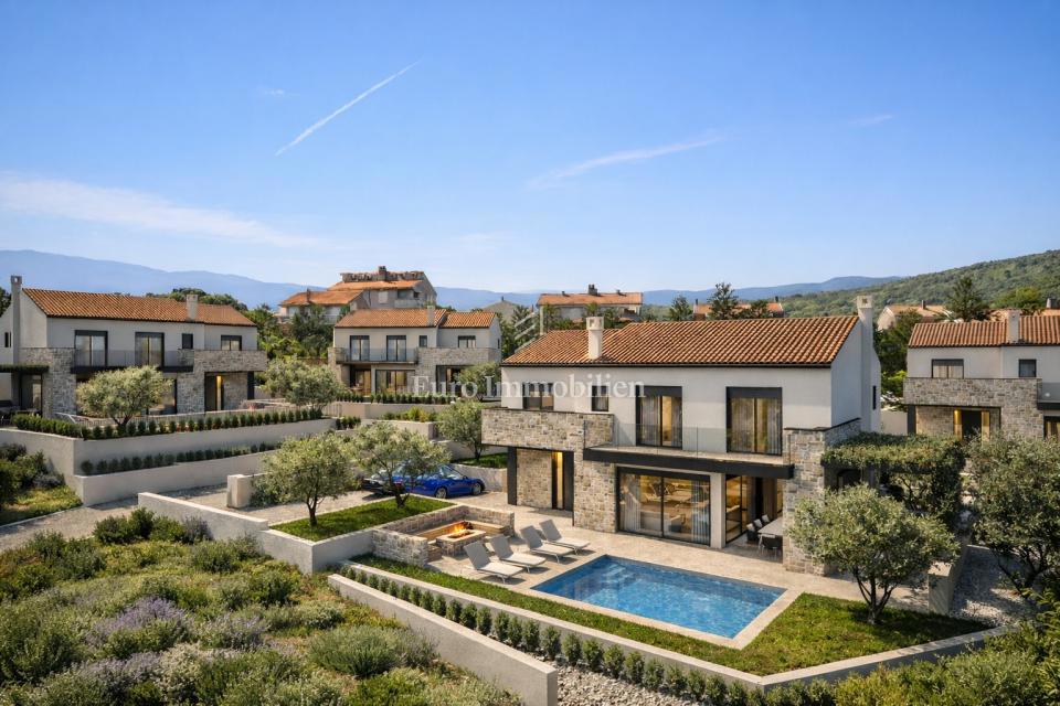 Šilo - moderna vila z bazenom, 200 m od morja