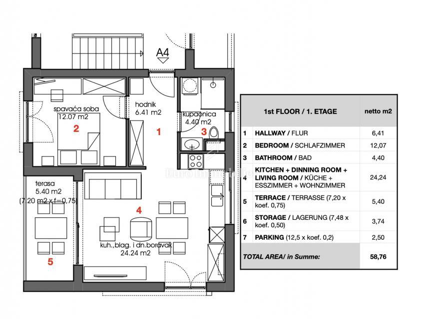 Peroj - apartma z vrtom in teraso s pogledom na morje