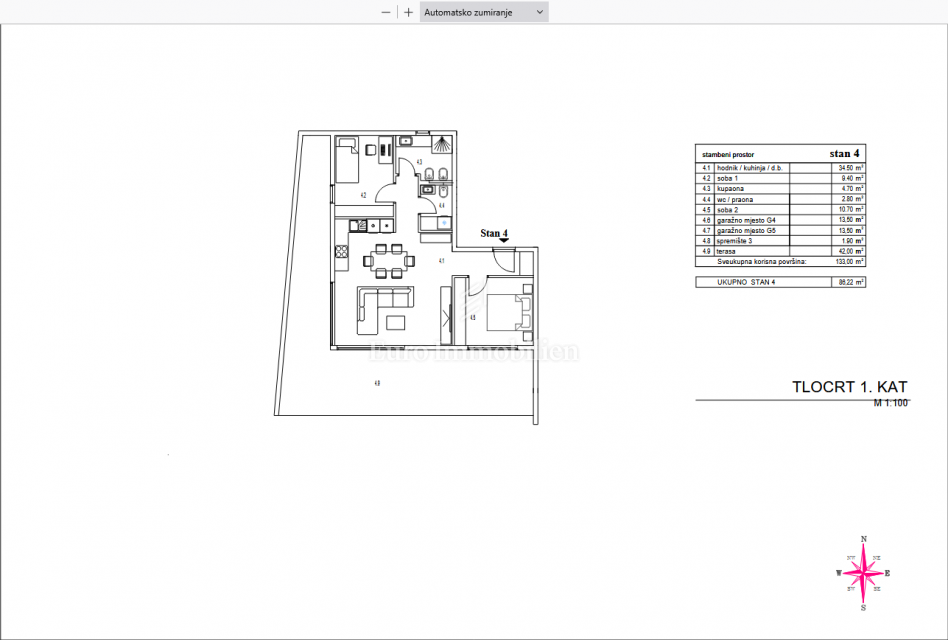 Kantrida, luksuzno dvosobno stanovanje