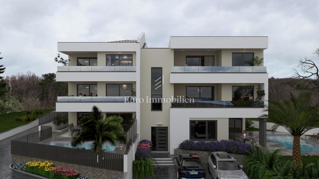Apartma v novogradnji s pogledom na morje