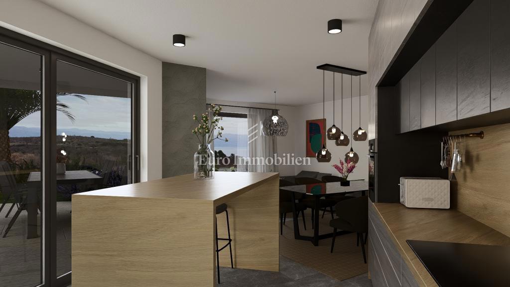 Apartma v novogradnji s pogledom na morje