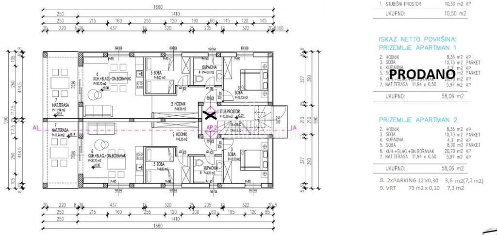 Stara Novalja, Stanovanje v pritličju novogradnje