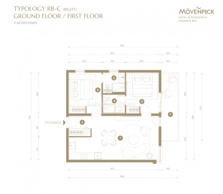 Novi Vinodolski - apartma v luksuznem letovišču, druga vrsta do morja