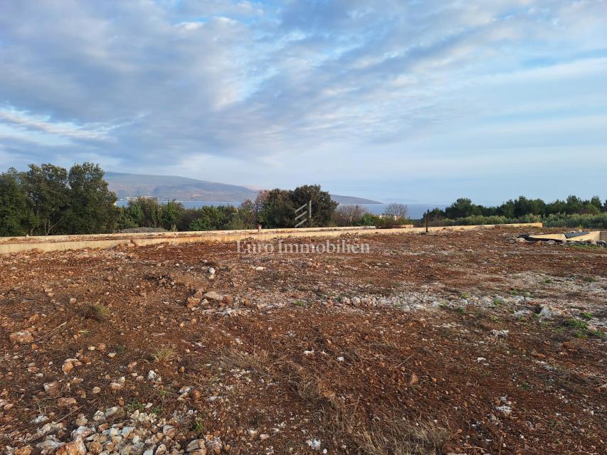 Krk, mesto - Gradbena parcela s pogledom na morje