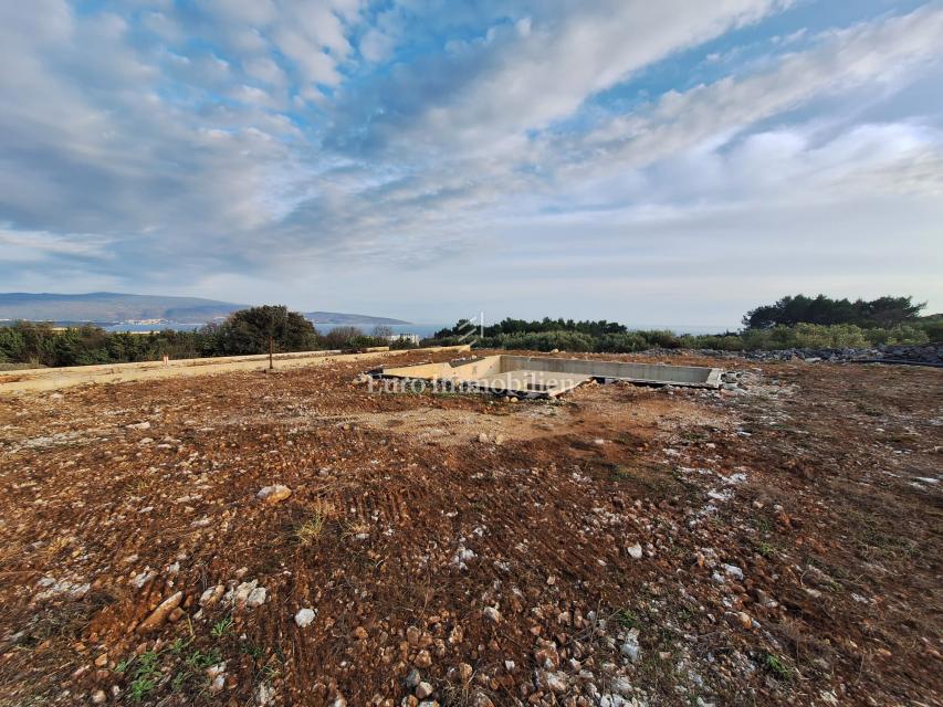 Krk, mesto - Gradbena parcela s pogledom na morje