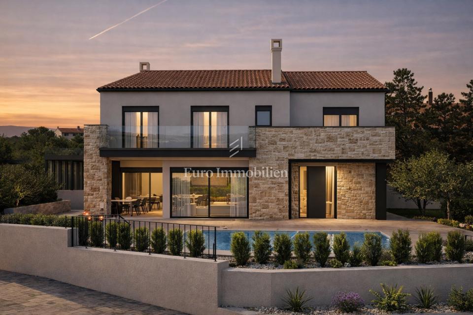 Šilo - vila z ogrevanim bazenom, 200 m od morja