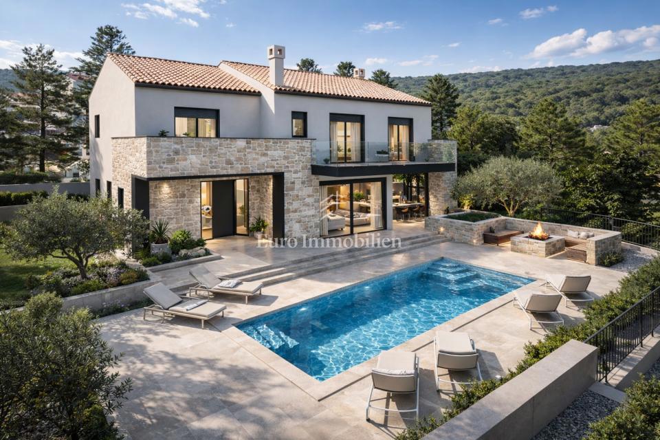 Šilo - vila z ogrevanim bazenom, 200 m od morja