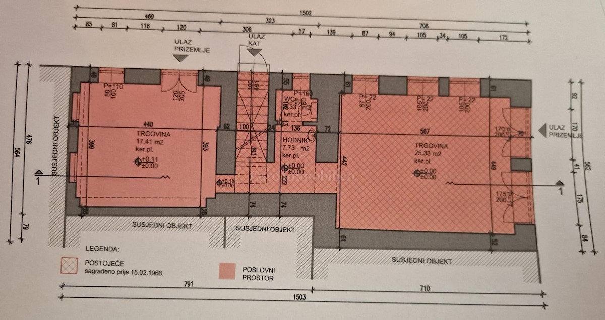 Pirovac - hiša z apartmajem in poslovnim prostorom