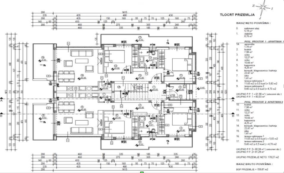 Novalja - Wohnung in einem Neubau mit zwei Terrassen
