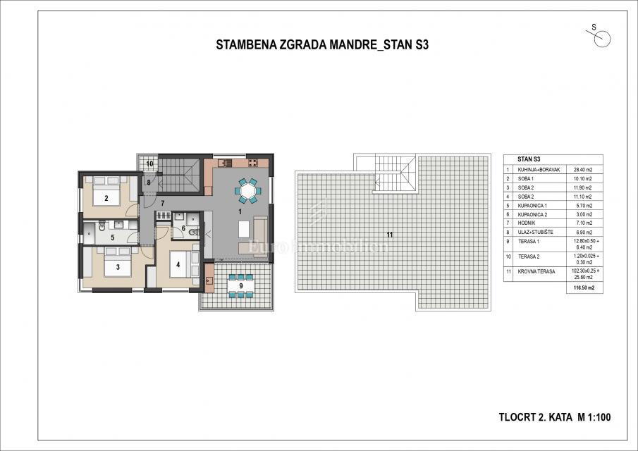 Apartma z bazenom, vrtom in strešno teraso