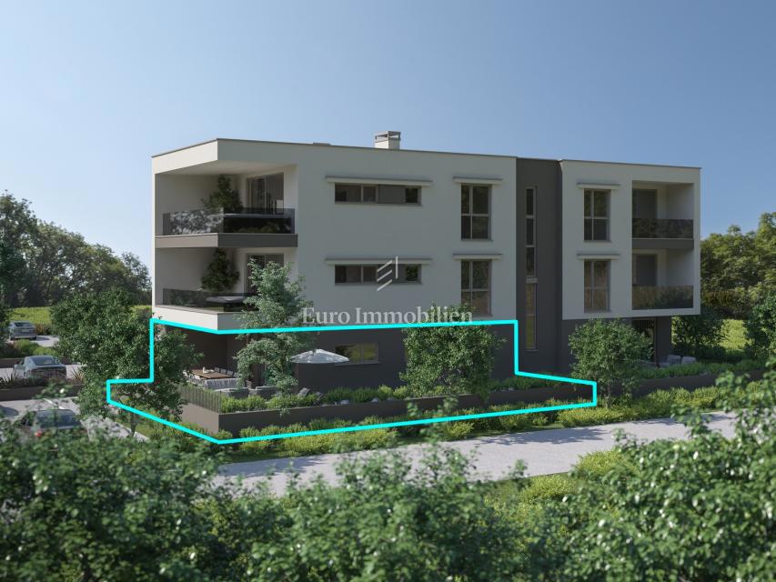 Peroj, novogradnja – stanovanje v pritličju z vrtom