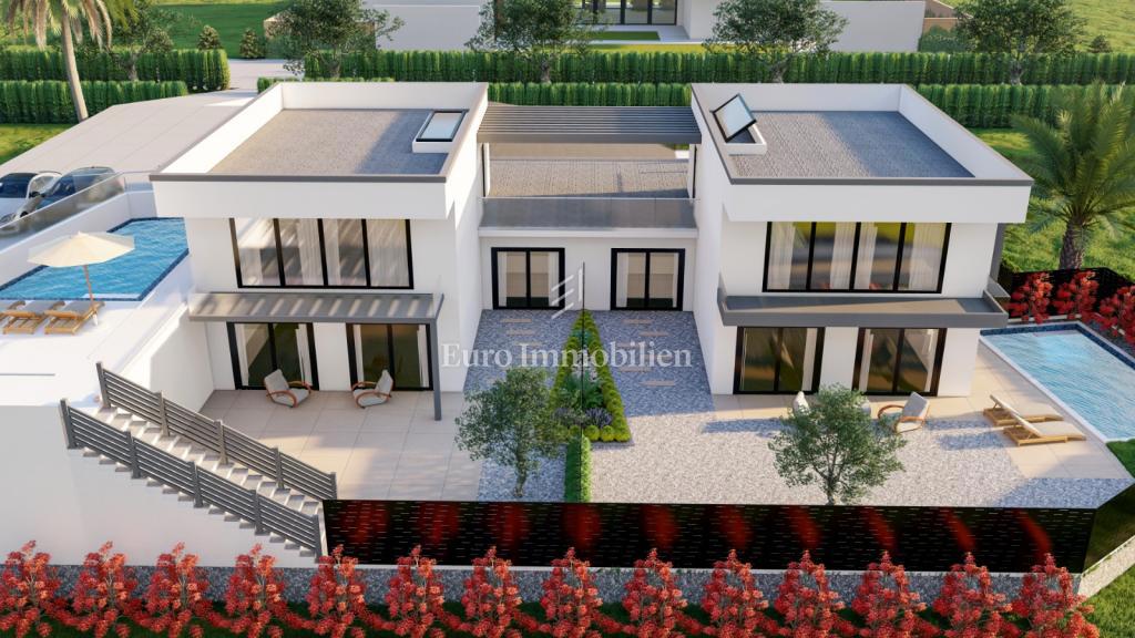 Villa s bazenom i pogledom na more na otoku Krku 