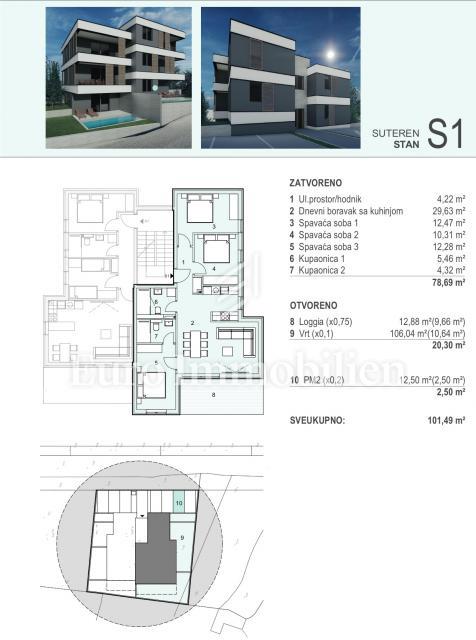 Apartmaji 100 m od plaže - novogradnja Šimuni, Pag