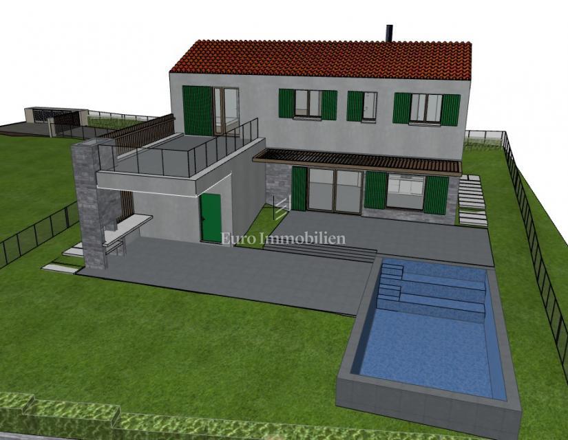 Istra - hiša v gradnji z bazenom
