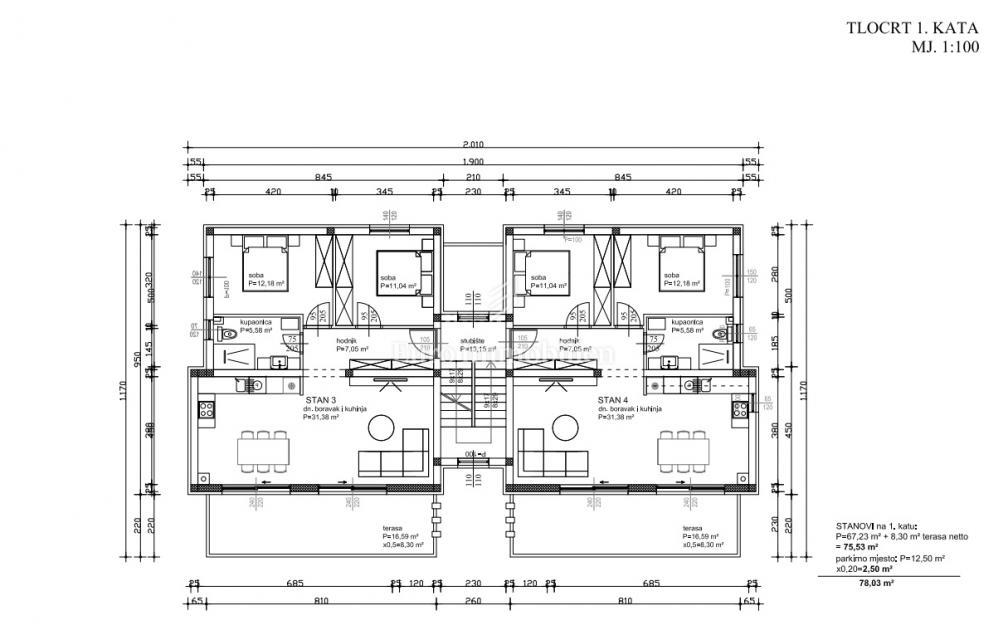 Dvosobni apartmaji z razgledom na morje, 200 m od morja