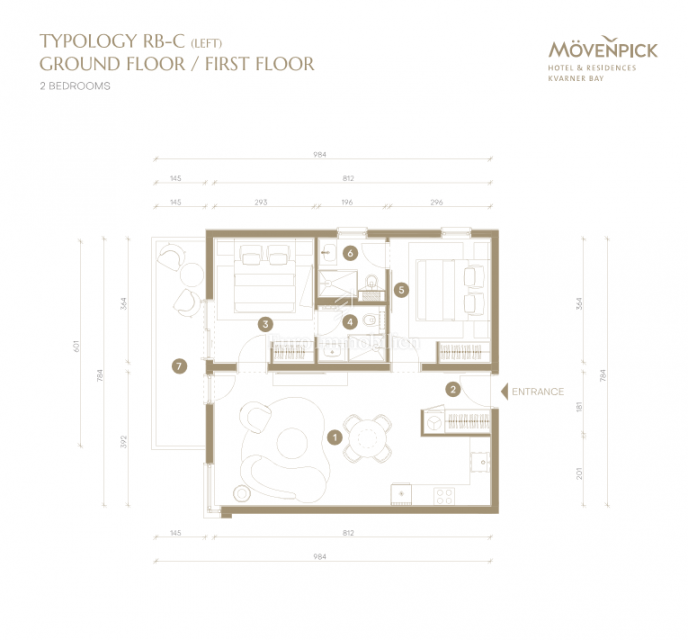 Novi Vinodolski - dvosobno stanovanje, druga vrsta do morja