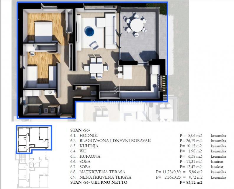 Labin - novo stanovanje v urbani vili, center mesta