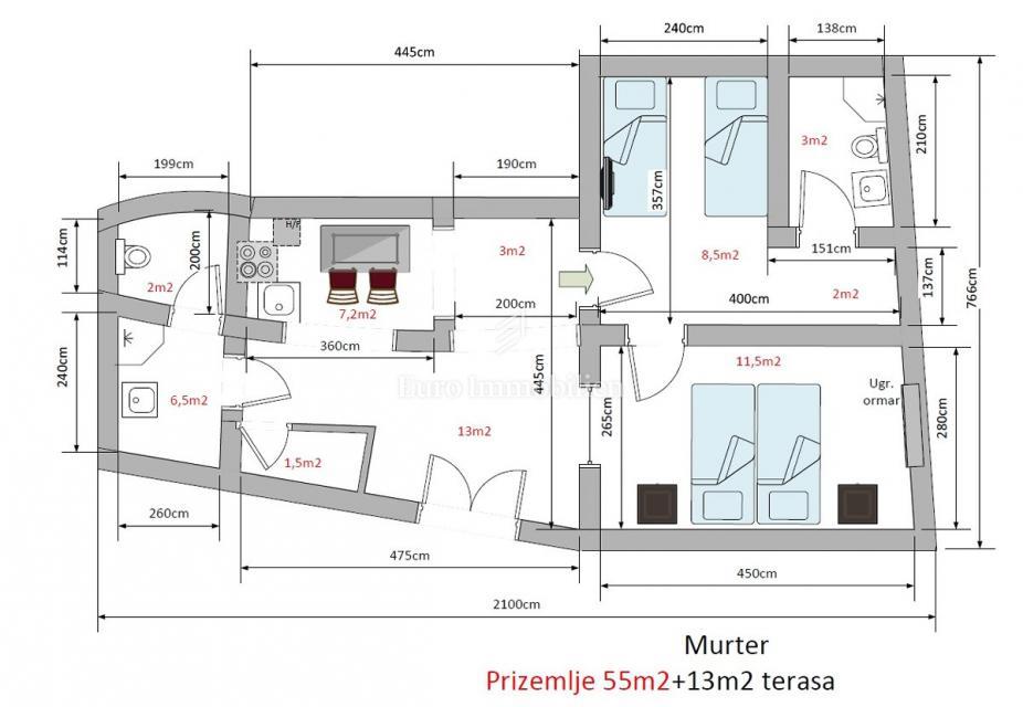 Murter - kamnita hiša s pogledom na morje