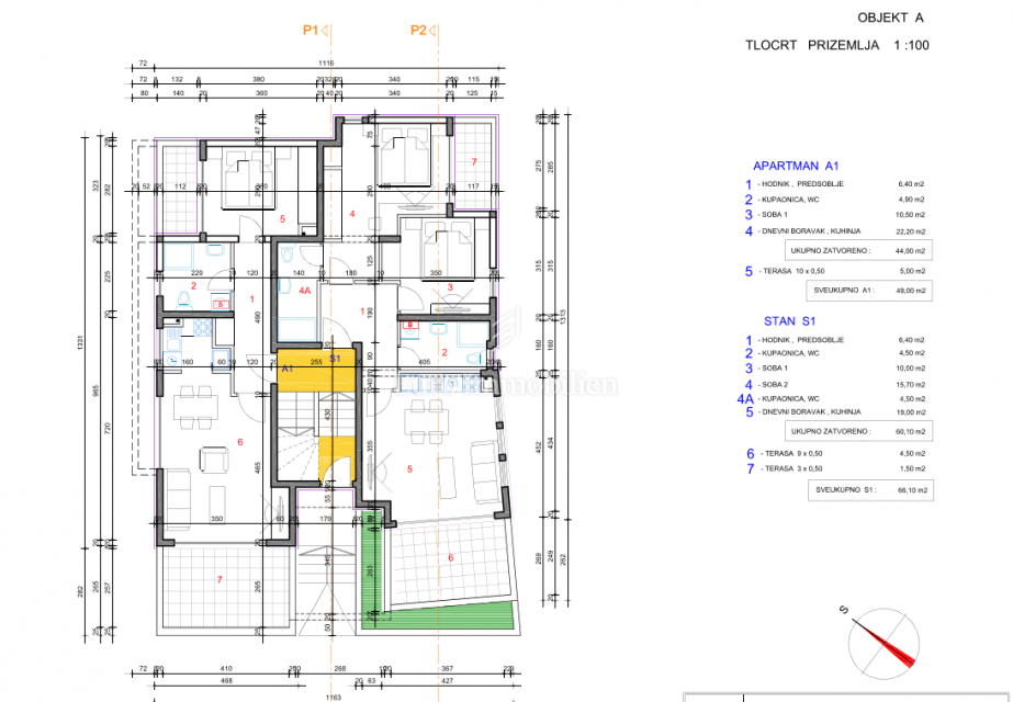 Novalja - novogradnja s 6 apartmaji, blizu plaže