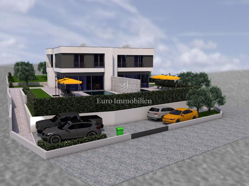 Otok Krk, zemljišče z gradbenim dovoljenjem in pogledom na morje